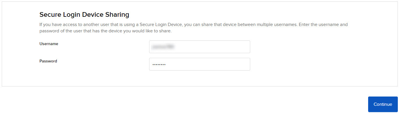 The secure login device sharing panel in portal. 